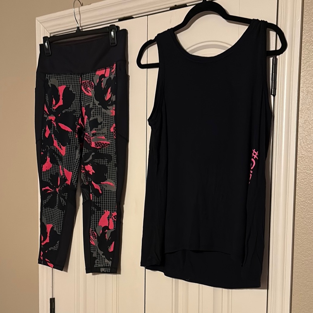 LuLaRoe Black and Pink Patterned Leggings